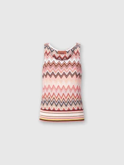 Top sans manches en coton et viscose zigzag