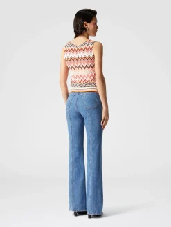 Top sans manches en coton et viscose zigzag