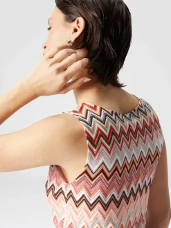 Top sans manches en coton et viscose zigzag