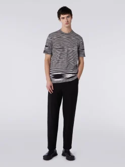 T-shirt à col ras du cou en coton flammé