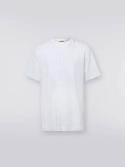 T-shirt à col ras du cou en coton et viscose à chevrons