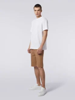 T-shirt à col ras du cou en coton et viscose à chevrons