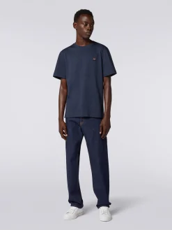 T-shirt à col ras du cou en coton avec broderie et logo