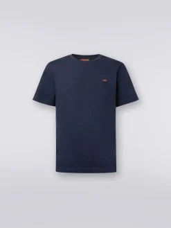 T-shirt à col ras du cou en coton avec broderie et logo