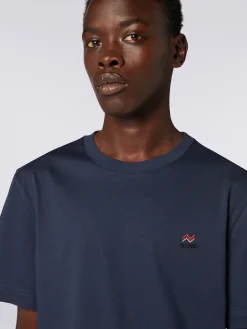 T-shirt à col ras du cou en coton avec broderie et logo