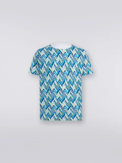 T-shirt à col rond en coton avec imprimé zig zag