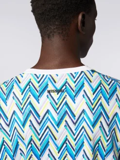 T-shirt à col rond en coton avec imprimé zig zag