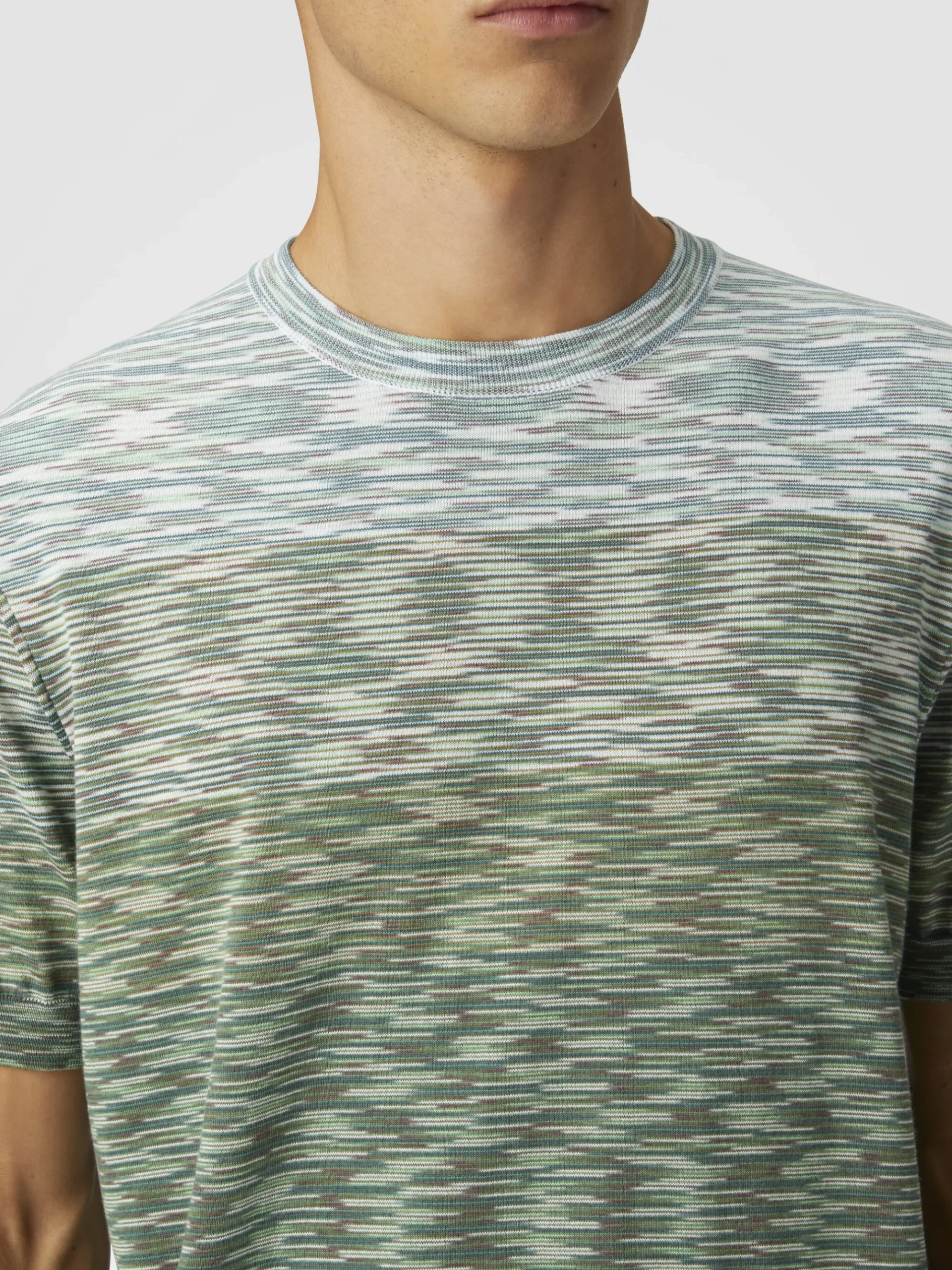 T-shirt à col rond en coton flammé dégradé