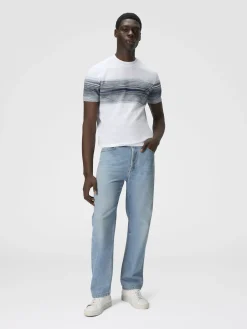 T-shirt à col rond en maille de coton nid d’abeille avec détail flammé