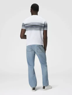 T-shirt à col rond en maille de coton nid d’abeille avec détail flammé