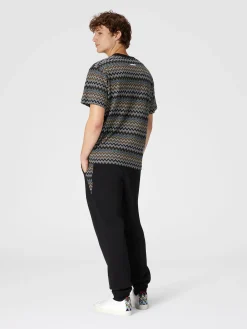 T-shirt avec motif zigzag et logo au dos