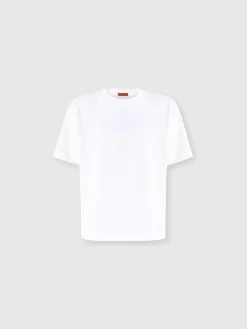 T-shirt ras du cou en coton avec empiècement en zigzag ton sur ton