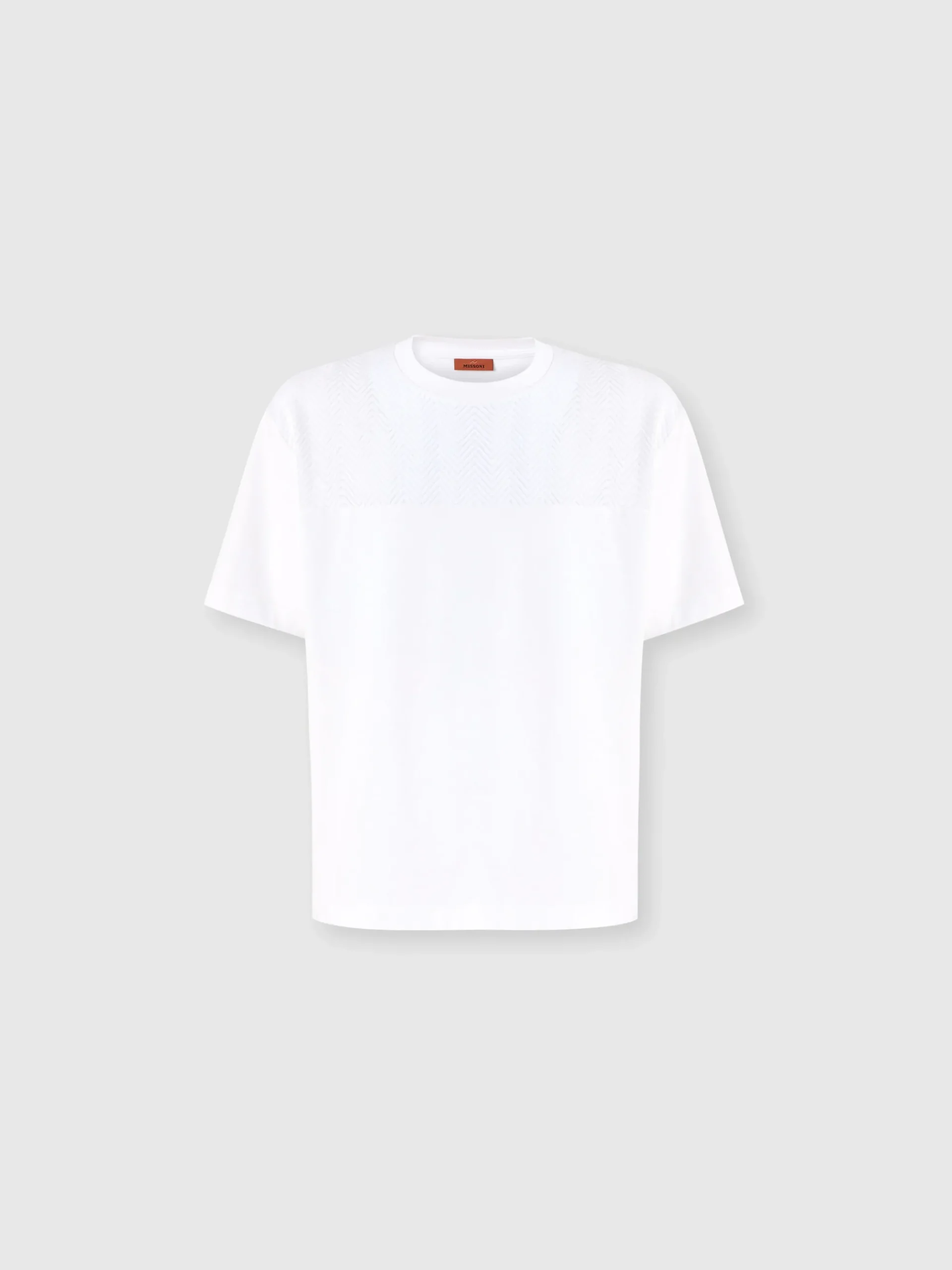 T-shirt ras du cou en coton avec empiècement en zigzag ton sur ton