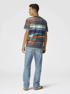 T-shirt ras du cou en coton à imprimé zigzag flammé